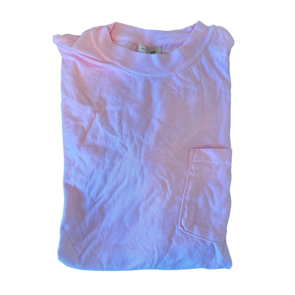 COMFORT COLORS Heavyweight‎ Garment Dye Pink Pocket T Shirt Size Medium